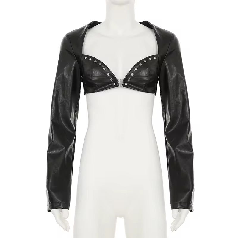 Put Up Leather Crop Top