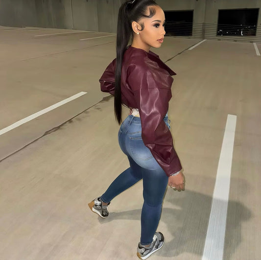 Bombshell Crop Leather
